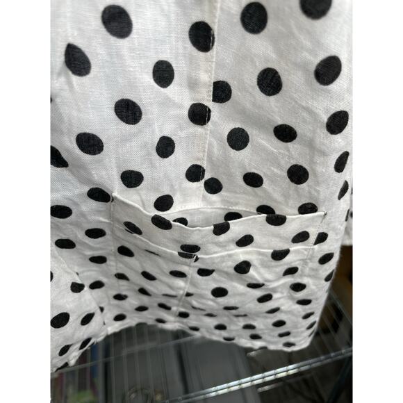 Talbots White Black Polka Dot 100% Linen Button Up Shirt Size 22W Old Money - Picture 4 of 10